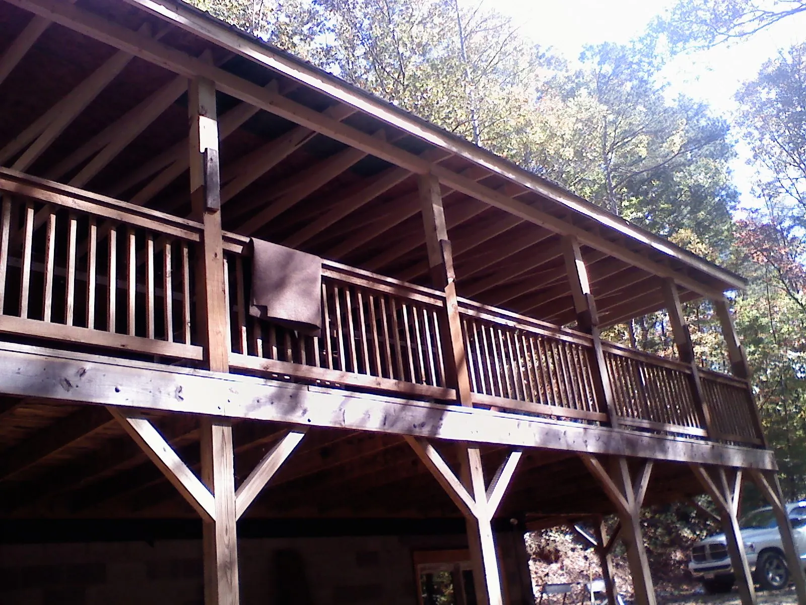 Timber framing under a new elevated porch and deck — Roof Leak Repair in Shoemakersville by Roofing Brothers