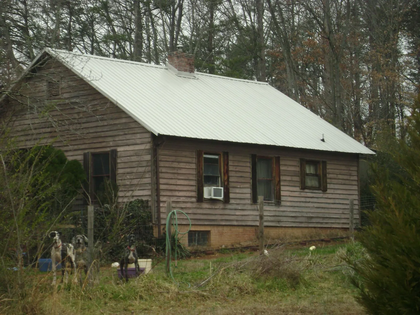 White metal roof on an old wood sided farmhouse, from a Asphalt Shingle Roof Repair job in Shoemakersville